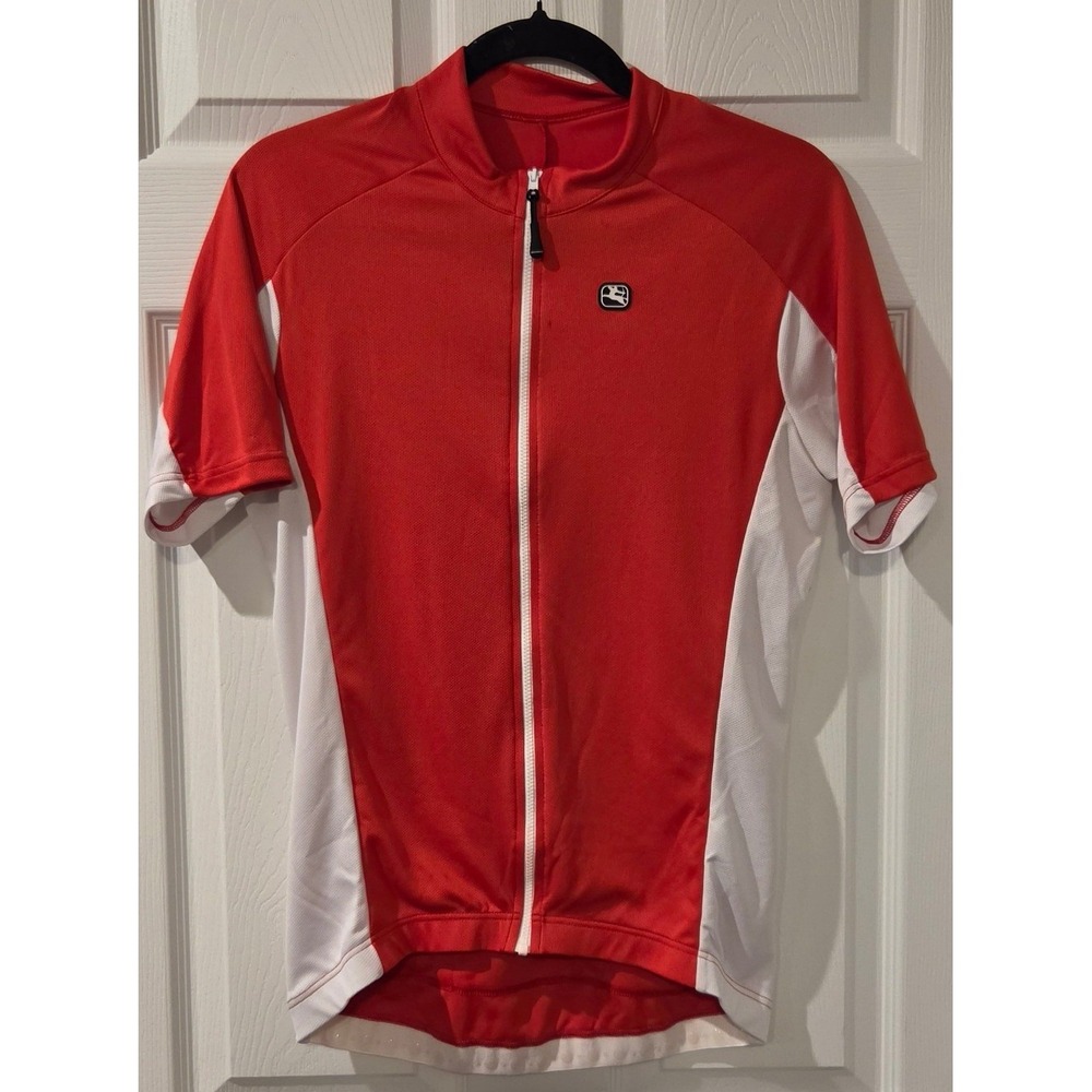 Giordana Men's Medium Cycling Jersey Red White Made Italy Full Zip Road Bike